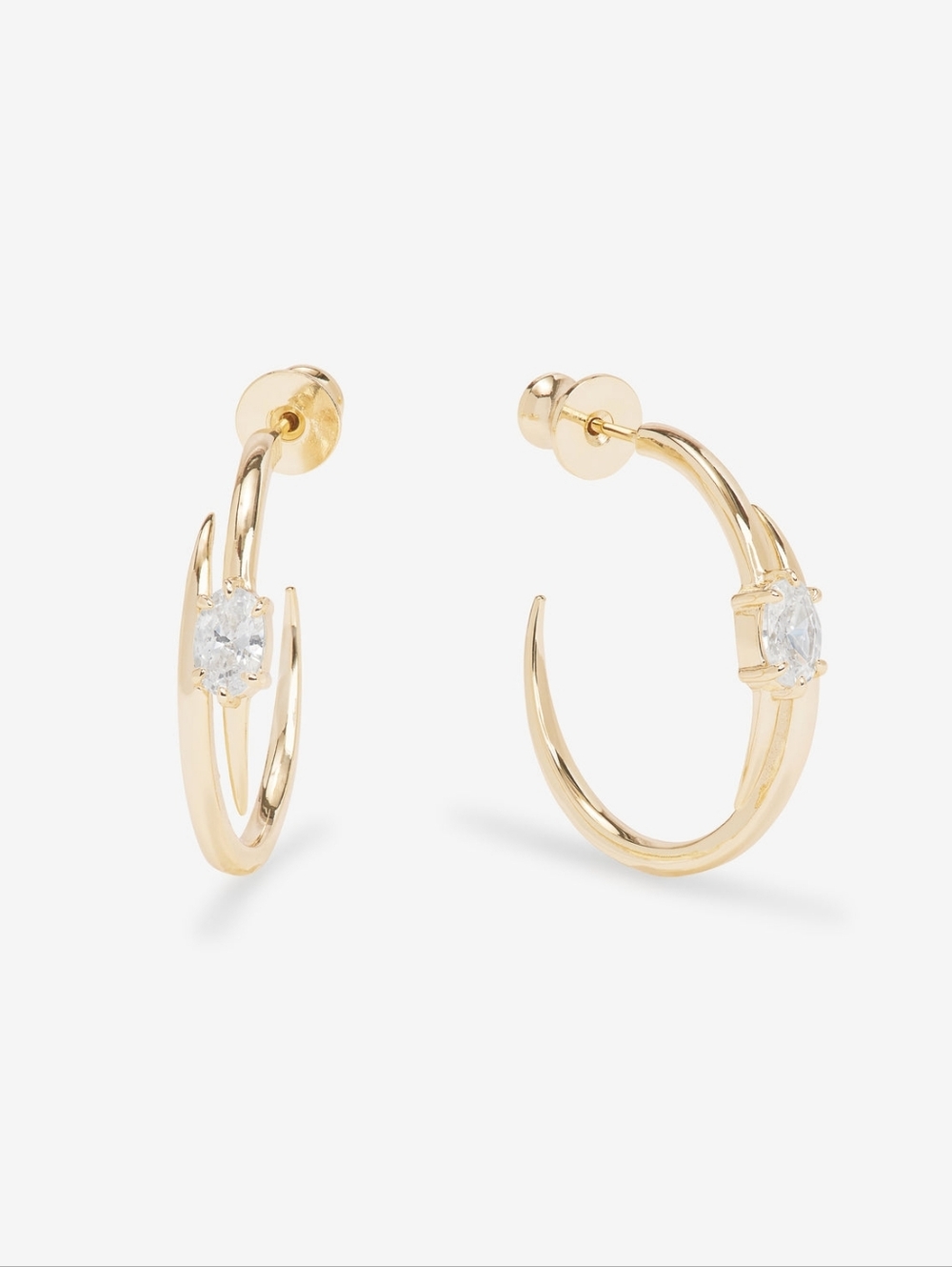 Melinda Maria She's on Point Lasso Hoops 1" Gold White Diamondettes NEW - FIRM✨️